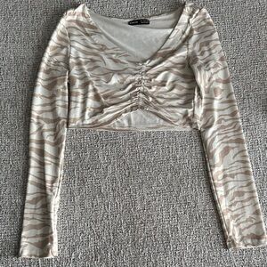 Zebra Long Sleeve Crop Top